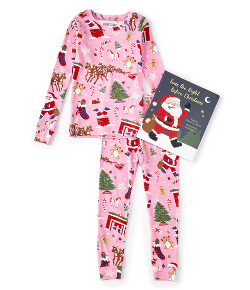 Twas the Night Before Christmas Pink Pajama & Book Set - Size 5/6