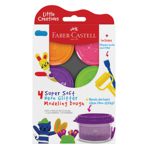 Modeling Dough Neon Glitter Set of 4