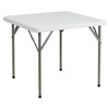 2.85-Foot Square Granite White Plastic Folding Table