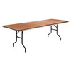 8-Foot Rectangular Wood Folding Banquet Table with Clear Coated Finished Top