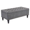 Caldwell Square Storage Ottoman in Gray Bonded Leather with Antique Brass Nailheads