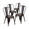 4 Pack Distressed Copper Metal Indoor-Outdoor Stackable Chair