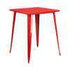31.5" Square Red Metal Indoor-Outdoor Bar Height Table