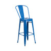 30” High Blue Metal Indoor-Outdoor Barstool with Removable Back