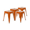 18” Table Height Stool, Stackable Backless Metal Indoor Dining Stool, Restaurant Stool in Orange - Set of 4