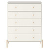 Amber Tall Dresser with Faux Leather Handles in White