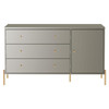 Jasper 54.68” Dresser with Steel Gold Legs in Gray Gloss
