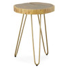 Seti Live Edge Accent Table Top, Gold