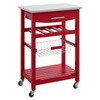 Fenway Red Stainless Steel Top Kitchen Cart