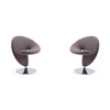 Curl Swivel Accent Chair in Gray and Polished Chrome (Set of 2)