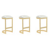 Manhattan Comfort Aura 28.54 in. White and Polished Brass Stainless Steel Bar Stool (Set of 3)