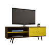 Liberty 62.99” Mid-Century Modern TV Stand in Rustic Brown and Yellow