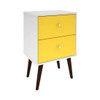 Liberty Mid-Century Modern Nightstand 2.0 in White and Yellow