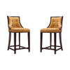 Fifth Ave Counter Stool in Camel and Dark Walnut (Set of 2)