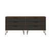 Rockefeller 6-Drawer Double Low Dresser in Nature and Textured Gray