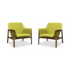 Miller Accent Chair in Green and Walnut (Set of 2)