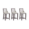 Emperor Bar Stool in Pearl White and Walnut (Set of 3)