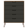 Rockefeller 5-Drawer Tall Dresser in Nature and Textured Gray
