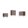 Rockefeller 3-Piece Nature and Rose Pink Chest and Nightstand Set