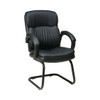 Bonded Leather Visitors Chair with Padded Arms and Sled Base.