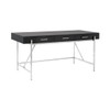 Broadway Black Gloss 64” Desk with 3 Drawers and Chrome Frame