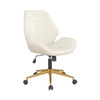 Reseda  Chair in White Faux Leather with Gold Base