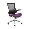 Black Screen Back Manager's Chair with Purple Faux Leather Seat and Padded Flip Arms with Silver Accents