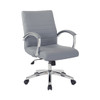 Executive Low Back Chair in Charcoal Faux Leather with Chrome Arms and Base K/D