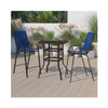 Outdoor Dining Set 2 Person Bistro Set Outdoor Glass Bar Table with Navy All Weather Patio Stools