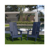Set of 2 Sawyer Modern All Weather Poly Resin Wood Adirondack Chairs in Navy