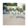 Commercial Grade 35.5” Square Sky Blue Indoor Outdoor Steel Patio Table with Umbrella Hole