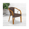 Cadiz Series Dark Brown Rattan Restaurant Patio Chair with Red Bamboo Aluminum Frame