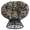Papasan Chair with Camo Cushion and Dark Gray Wicker Wrapped Frame