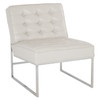 Anthony 26” Wide Accent Chair with Chrome Base and Cream Faux Leather Fabric