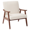 Davis Chair in Linen fabric with medium Espresso frame.