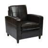 Venus Club Chair in Espresso Bonded Leather and Solid Wood Legs