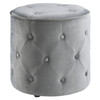 Curves Tufted Round Ottoman in Moonlit Fabric