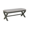 Monte Carlo Bench with Antique Gray Base and Antique Bronze Nailhead Trim in Gray Fabric