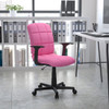 Mid-Back Pink Quilted Vinyl Swivel Task Office Chair with Arms - GO16911PINKAGG