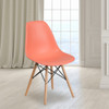 Elon Series Peach Plastic Chair with Wooden Legs