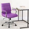 Mid-Back Purple Vinyl Executive Swivel  Chair with Chrome Base and Arms