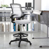Mid-Back White Mesh Ergonomic Drafting Chair with Adjustable Foot Ring and Flip-Up Arms - BLZP8805DWHGG