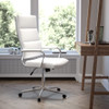 High Back White LeatherSoft Contemporary Panel Executive Swivel Office Chair - BT20595H2WHGG