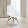 2 Pack Elon Series White Plastic Chair with Wooden Legs