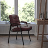 Burgundy LeatherSoft Executive Side Reception Chair with Black Metal Frame