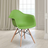 Alonza Series Green Plastic Chair with Wooden Legs