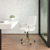 Mid-Back White LeatherSoft Executive Swivel  Chair with Gold Frame and Arms