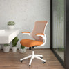 Mid-Back Tan Mesh Swivel Ergonomic Task Office Chair with White Frame and Flip-Up Arms - BLX5MWHTANGG