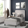 Addison Light Gray Twin Fabric Upholstered Platform Bed - Headboard with Rounded Edges - No Box Spring or Foundation Needed