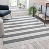 5' x 7' Gray & White Striped Handwoven Indoor/Outdoor Cabana Style Stain Resistant Area Rug